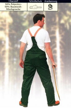 Schnittschutz Latzhose Form A grün-orange