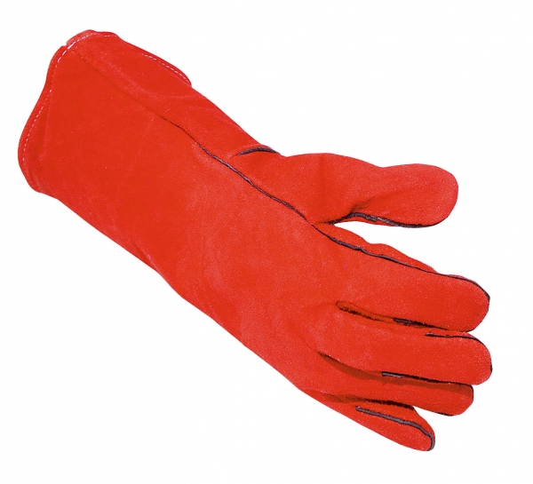 Schweißer-Handschuhe aus Spaltleder, rot