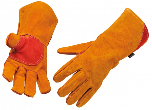 Schweißerhandschuhe hellbraun verstärkt