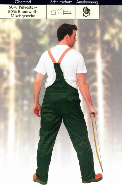Schnittschutz Latzhose Form A grün-orange